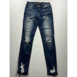 3For$20 KanCan Distressed Dark Blue Skinny Jeans size 27